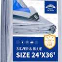 RAINDEWAY Large Tarps 24x36 Feet, 5.5 Mil - Multipurpose Waterproof Poly Tarp Cover with Metal Grommets and Reinforced Edges, Silver/Blue Tarp