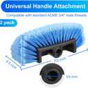 Tanlade 2 Pcs Car Wash Brush Head with Soft Detailing Bristle Flow Through Car Cleaning Brush Exterior Wash Equipment for Auto Truck RV Boat Camper(10 Inch,Blue)