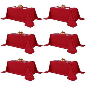 Fitable Elegant Red Rectangle Table Clothes, 6 Pack - 90 x 132 Inch - Reusable and Washable Tablecloths, Polyester Fabric Table Covers for Wedding, Party, Banquet, Formal Events