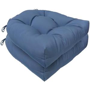 Outdoor Chair Cushions Set of 2 Waterproof Patio Furniture Cushions with Ties 19x19+5” Thicken Outdoor Seat Cushions Indoor/Outdoor Dining Chairs Pads FadeShield Rocking Chair Cushion, Blue