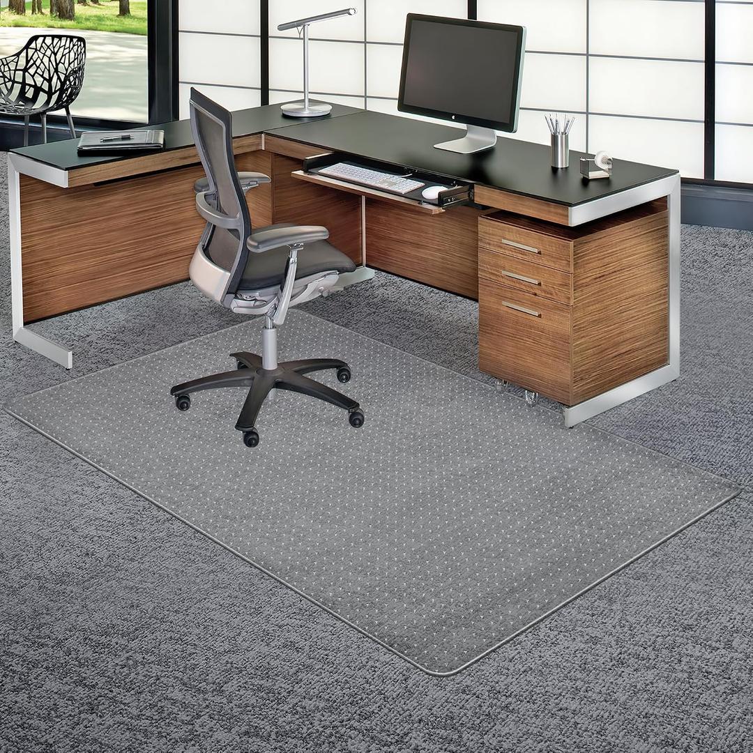 BesWin Extra Large Office Chair Mat for Carpeted Floors, 46" x 72" Transparent Desk Mat for Low Pile Carpet, Smooth Glide Computer Desk Chair Mat for Home, Office (Rectangle)