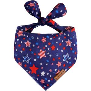 Dog Bandanas for Boys and Girls, Dog Birthday Bandana - Handmade Premium Quality Adjustable Neck Scarf for Medium & Large Breed Dogs(4th of July)