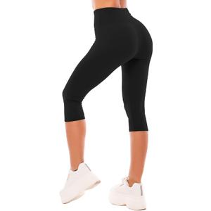 SINOPHANT High Waisted Leggings for Women - Full Length Capri Buttery Soft Yoga Pants for Workout Athletic (Large-X-Large, Black)