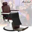 Artist hand Barber Booster Seat for Kids, Children Salon Chair Cushion, 6.5" Thick Toddler Booster Seat for Hair Cutting with Foot Protector, Black Synthetic Leather
