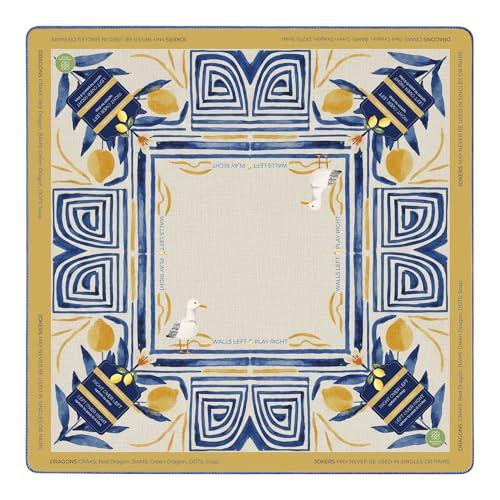 American Mahjong Mat – 31.5 x 31.5 Inch Non Slip Noise Reducing Padded Game Table Mat for American Mah Jongg, Canvas Carrying Bag, Amalfi Mediterranean Design
