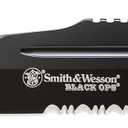 Smith & Wesson Black Ops SWBLOP3TBLS 7.7in S.S. Assisted Opening Knife with 3.4in Serrated Tanto Blade and Aluminum Handle for Tactical, Survival and EDC
