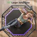 BCAN BT3 51" Octagonal Rebounder Trampoline for Adults, 450LBS Max Load Fitness Trampoline with Large Jumping Area, Silent Bungee Mini Trampoline with T-Adjustable Handle for Home Gym