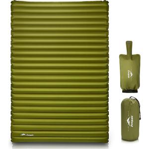 Double Camping Sleeping Pad, Ultralight Waterproof Inflatable 2-Person Sleeping Mat with Inflation Bag, Lightweight Portable Air Mattress for Outdoor Backpacking Hiking Car Traveling Tent (Green)