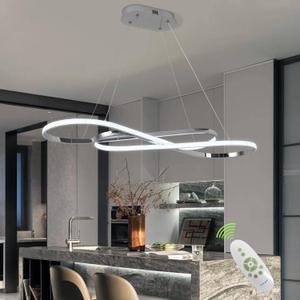 Modern Pendant Light Dimmable Modern for Dining Room Chandelier Light Fixture Over Table with Remote,Minimalist Kitchen Island Lighting (Electrochrome)
