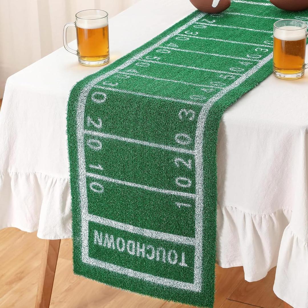 American Football Table Runner Artificial Grass Decoration 16 x 71 Inch Grass Touchdown Game Days Table Centerpieces Decor for Football Party Favors Home Dinning Decor(16*71in)
