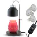 CozyHaus Candle Warmer Lamp - Black Marble Base | Height Adjustable Electric Candle Melter Includes 3 Bulbs & Dimmer | Compatible with Large Yankee Candle Jars, 3 Wick Candles