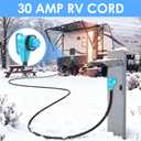 CircleCord 30 Amp 50 Feet RV Power Cord with 90 Right Angle Twist Locking, Heavy Duty 10 Gauge STW Pure Copper Wire with Grip Handle, TT-30P to L5-30R with Cord Organizer for RV Trailer Campers