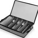 ouruer Silverware Organizer Chest,Silverware Storage Box,Stackable Flatware Storage Case,Spoon Organizer,Tableware Storage Box With 4 Dividers for Moving Transport,Kitchen Utensil cutlery Organizer