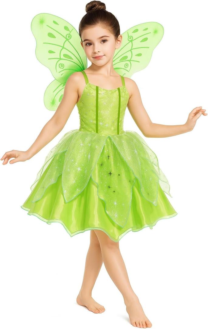 Princess Costume for Girls Fancy Fairy Halloween Party Dress Up Toddler Baby Tale Role Play Green Dress (3T)