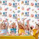 3 x Funny 6 7 Meme Birthday Decorations 2 Pack Donut Theme Party Supplies 3.3x6.6ft Tinsel Foil Fringe Curtain White Photo Booth Prop Six Seven Backdrop Streamer Decor for Kids