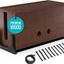 Extra Large Cable Management Box, Wood Cord Hider Box & Organizer for Power Strip, TV Wires & Desk Cable Storage (Walnut Varnished)