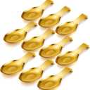 Nuanchu 10 Pcs Stainless Steel Spoon Rest Spatula Ladle Holder Spoon for Stove Top Heavy Duty Spatula Holder for Countertop Dishwasher Safe Utensil Rest for Kitchen, 3.8 x 9.6" (Gold)