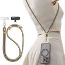 TORRAS Phone Lanyard Crossbody with 2 Phone Tabs, Adjustable Anti Theft Phone Strap for iPhone 17 Pro Max, Premium Metal Buckles, Universal Cell Phone Neck lanyard for Women and Men, Khaki