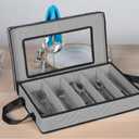 Flatware Storage Case - Durable 5 Compartment Silverware Storage Container Box with Removable Lid and Easy to Carry Handles - Large Capacity Keeps Your Cutlery Organized & Protected - Gray