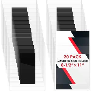 20 Pack Magnetic Sign Holder 8. 5'' x 11'' Rigid Plastic Wall Document Paper Holders Magnetic Picture Frame for Refrigerator/locker Clear PVC Paper Display for Office School Home Store