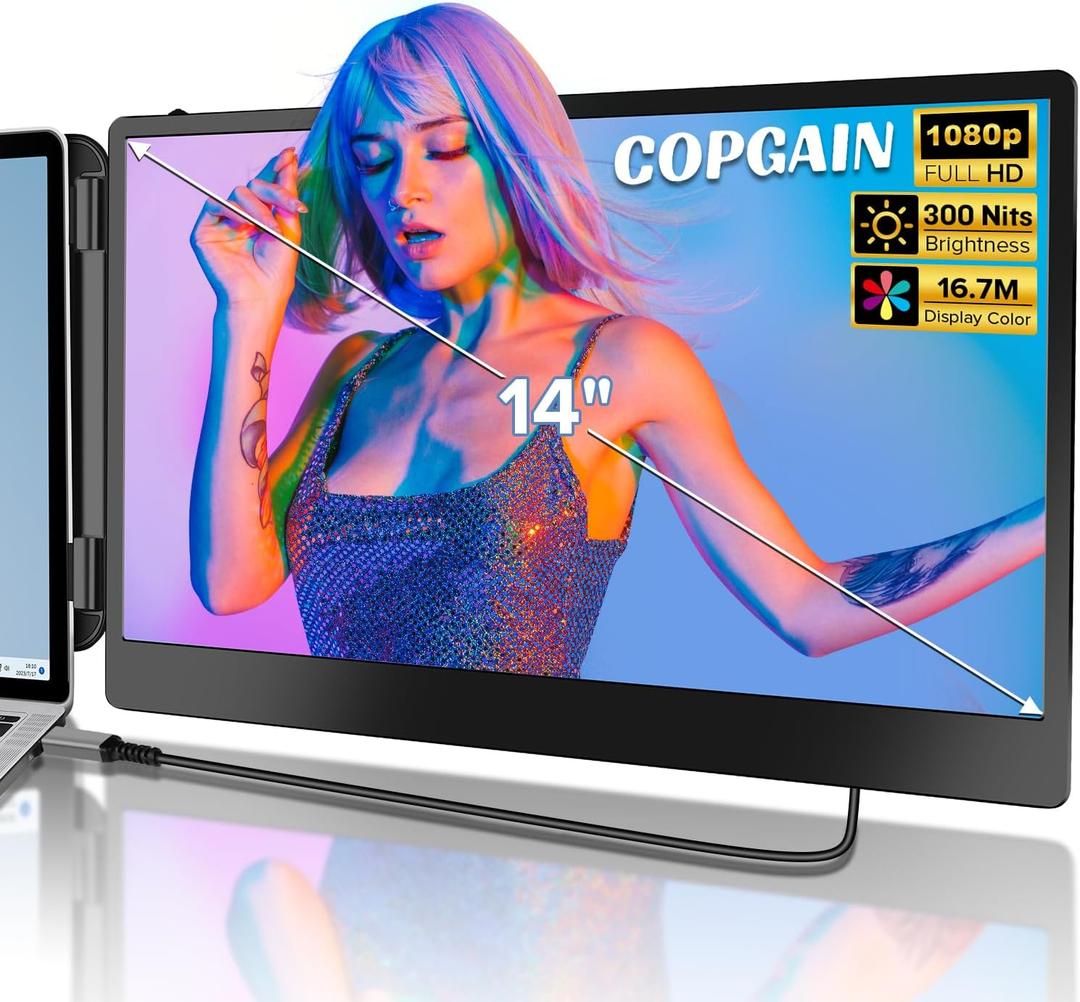 2023 Upgraded S1 14 Portable Monitor for Laptop Screen Extender Monitor 1080P FHD IPS Dual Laptop Monitor Extender Plug and Play Type-C/HDMI for 13-17.3inch LaptopWindows,Mac,Android, Dex