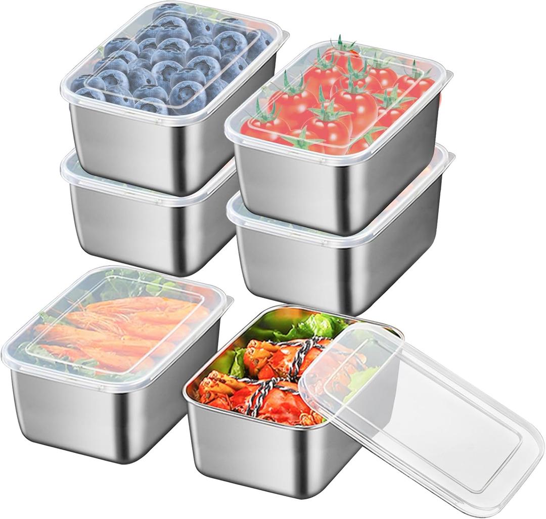 GRZJOPP 12Pcs Stainless Steel Snack Containers Small Food Storage Containers with Lids Perfect Metal Food Containers Prep Bowl Sets for Fruit Candy Nut
