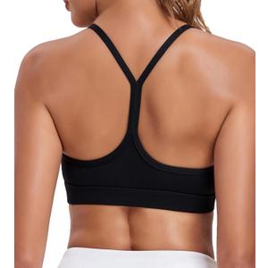 Women's Sports Bras Y Back Racerback Removable Padded Strap Yoga Bras Low Impact Workout Top (Large, Black)