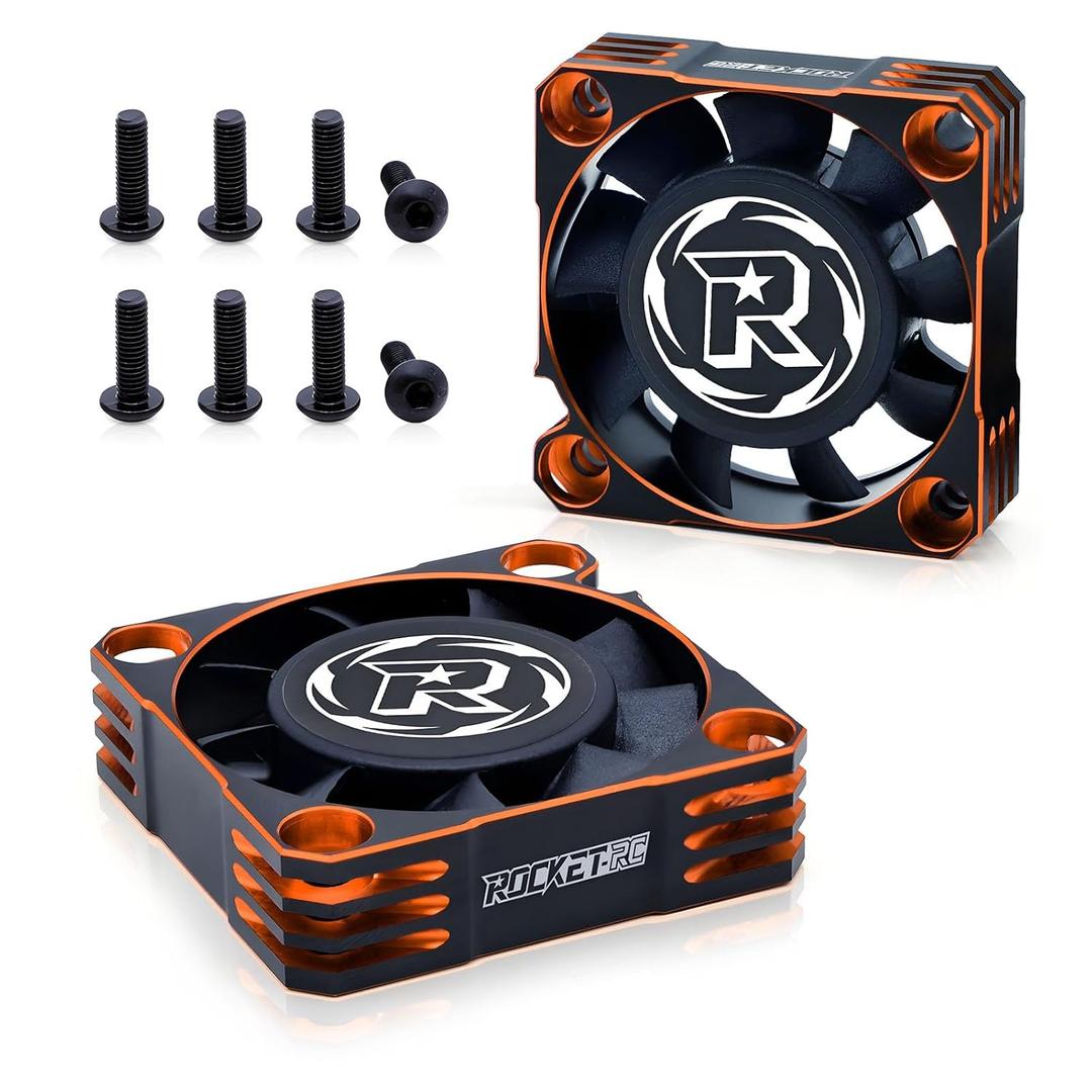 2Pack RC Cooling Fan 40mm,16000RPM 8.4V RC Car Fan for ESC and Motor Fit for 1/10 1/8 RC Car Truck(Black Orange)