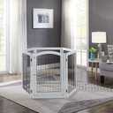 unipaws 144" Extra Wide Dog Gate and Pet Playpen, Free Standing Tall Dog Fence with Walk Through Door, Barriers for Home, Use as Indoor Dogs Cats Pen, Rabbit Pen, White
