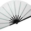 2 x 13" Glitter Large Rave Fans Clap Fans for Line Dancing Folding Clack Handheld Foldable Decorative Fans Hand Fan for Dance, EDM Music Festivals & Parties(White)
