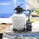 13 Inch Sand Filter Pump System for Above Ground Pools up to 11,000 Gal, 1/3HP Pool Pump Sand Filter Combo, 2500GPH Max Flow, 6-Way Valve with Hose Adapters, Prefilter Basket Easy Clean