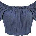 SOLY HUX Women's Off The Shoulder Short Sleeve Crop Top Summer T Shirts Beach Vacation Clothes (Blue, L)