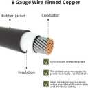 HQST 8FT 8 AWG Wire Copper Tray Cable Connect Charge Controller and Battery