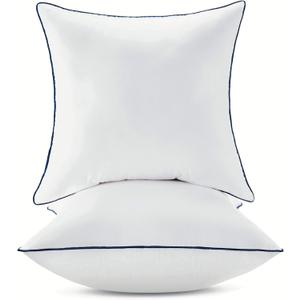 20x20 Inch Pillow Inserts Set of 2-100% Cotton Cover, Square Decorative Throw Pillows for Couch, Sofa, Chair, or Bed (2 Pack, 20x20 Inch)