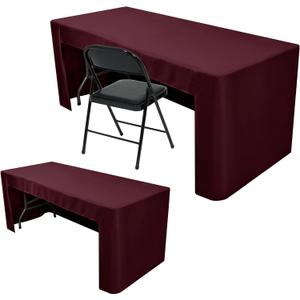 Nasitos 2 Pack 6' Fitted Tablecloth Burgundy Trade Show Table Cloth-Open Back Valentines Tablecloth Washable and Wrinkle Resistant Rectangular Trade Show Table Cover for Parties, Banquet, Baby Shower