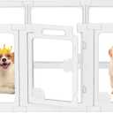 WICHEMI Portable Dog Playpen with Double Door Lock, 23.6" H Puppy Play Pen for Indoors, Portable Playpen with Suction Cup for Puppy Cat Rabbit Ferret, 12 Panels White