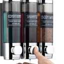 Shampoo and Conditioner Dispenser,GlintGath Shower Dispenser 3 Chamber No Drill Shampoo Dispenser for Shower Wall Mounted Shower Soap Dispenser for Bathroom Hotel,3 * 300ML,Chrome