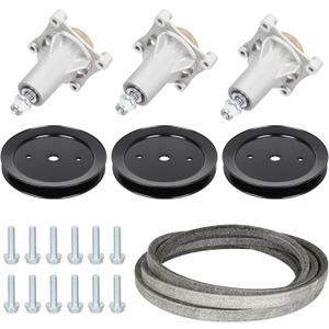Youxmoto 187292 Spindle - 54 in Deck Rebuild Kit LGT2654 for Husqvarna/Craftsman YTH2454 GTH2654T LGT24K54,3 Spindles 192870 532187292, 3 Pulleys 129861 173436, 148" Belt 196103 53219610