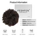 FESHFEN 100% Human Messy Bun - Human Hair Bun Real Elastic Scrunchies Hair Pieces Soft Fluffy Wavy Ponytail Extensions Updo Chignon Hairpieces for Women, Brown