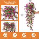 Artificial Hanging Flowers for Outdoors, 2 Pcs Fake Hanging Plant Spring Summer Decoration, UV Resistant No Fade Faux Silk Daisy Flower for Planter Porch Patio Yard Garden Decor(Light Purple Red)