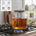 Aquach Glass Teapot with Infusers for Loose Tea, 68 Oz Glass Tea Kettle Dishwasher and Stovetop Safe, Plastic-Free Borosilicate Glass Tea Pot and Stainless Steel Tea Infuser