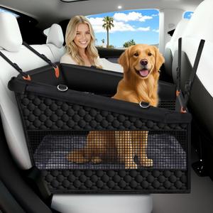 Large Dog Car Seat Cover with Dog Bed Mat for Back Seat Half - Single Seat Travel Hammock Extender, Waterproof Hard Bottom for  Large Dogs, Car SUV Truck Vehicle