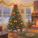 Lighted Musical and Animated Christmas Village Train,Battery-Operated Light Up Musical Santa Train Set, Xmas Decoration for Party Props Festival Decorations