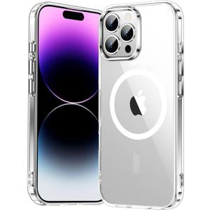 Temdan for iPhone 14 Pro Max Case Clear, [Compatible with Magsafe][Anti-Yellowing][Military-Grade Protection] Shockproof Slim Magnetic Phone Case for iPhone 14 Pro Max, Transparent