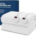 Easthome Heated Mattress Pad Queen Size - Embossed Electric Mattress Pad Cover Dual Control - 1-10 Hours Auto Shut Off with Deep Pocket White