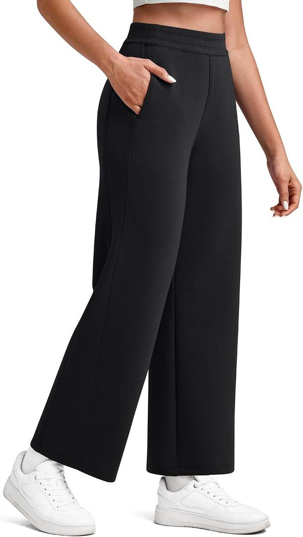 G4Free Smoofit Modal Soft Wide Leg Pants for Women Elastic Waist 7/8 Length Ankle Casual Dressy Sweatpants (Black, XXL)