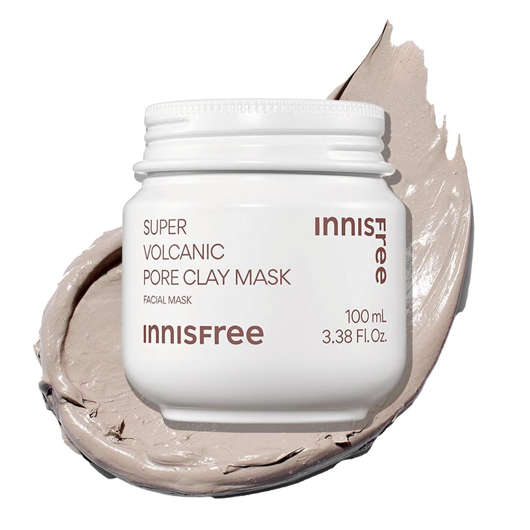 Innisfree Super Volcanic Clay Masks - Pore & Sebum Clay Mask for Oily Skin, Dual Mask for Normal to Dry Skin