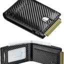 furid Card Wallet For Men Slim: Smart Wallet - Rfid Minimalist Front Pocket with ID Window Pop Up Wallet Gift For Male (Black Carbon)