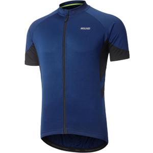ARSUXEO Men's Short Sleeves Cycling Jersey Bicycle Biking Bike Shirt 636 Dark Blue Size M