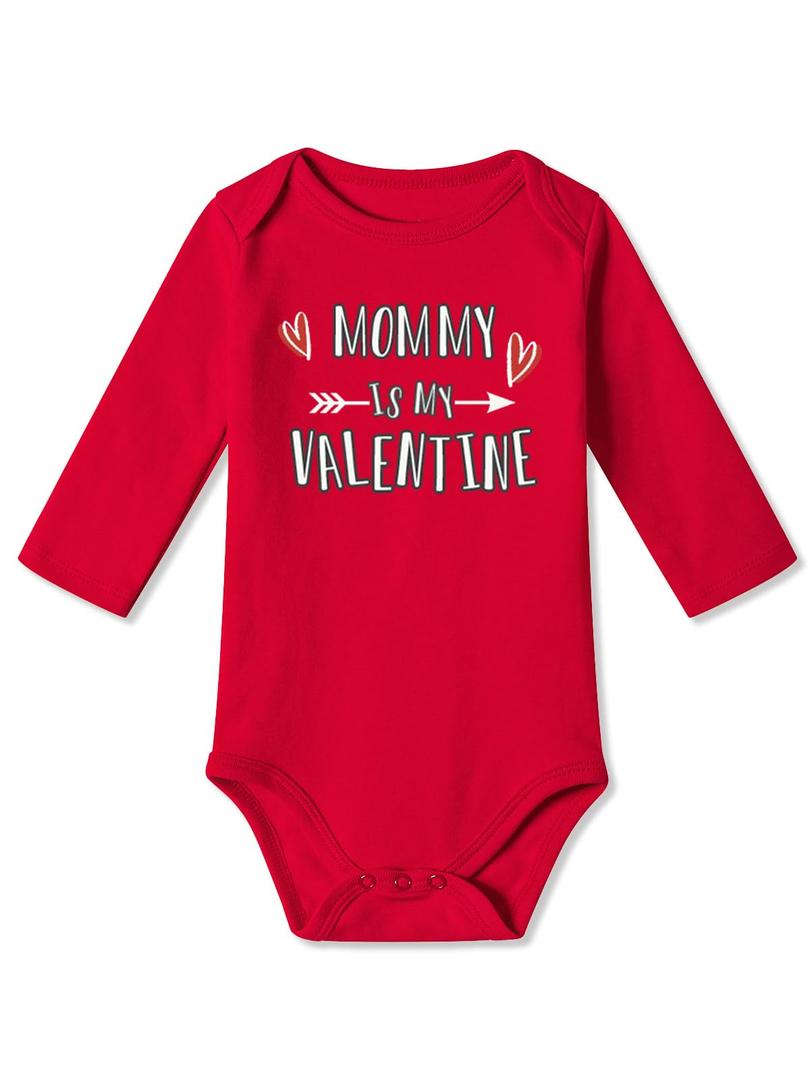 BesserBay 100% Cotton Infant Love Long Sleeve Bodysuit Mommy Is My Valentine Red Onesie 0-3 Months